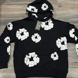 Men's Black Floral Print Sweater Hoodie